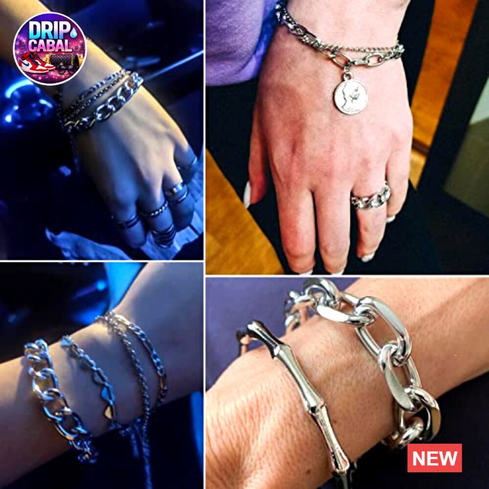 Stackable Chunky Dainty Bangles Adjustable Chain … - image 2